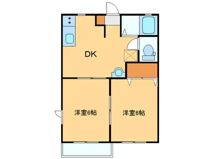 カロタあずさB(2DK/2階)の間取り写真