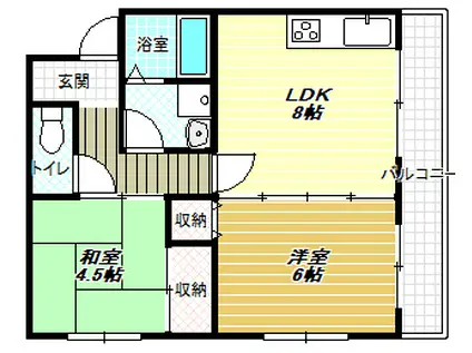 メゾンメイユール(2LDK/2階)の間取り写真