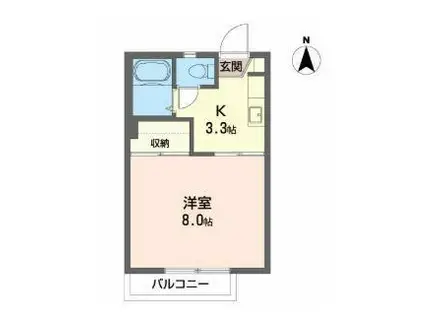 ブルージュ(1K/2階)の間取り写真