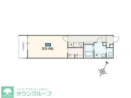 MELDIA福生III(1K/2階)の間取り写真