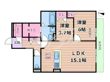 TORISIA REVE(2LDK/2階)の間取り写真