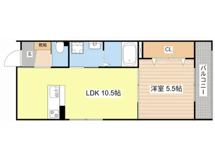 ブライトグランデ大津南志賀(1LDK/1階)の間取り写真