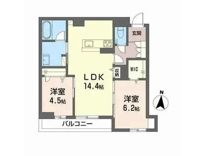 WITHPLUS上熊本駅前(2LDK/3階)の間取り写真
