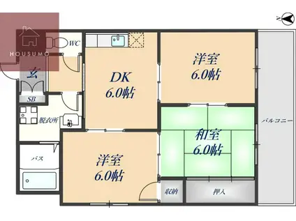 サンライト青山(3DK/2階)の間取り写真