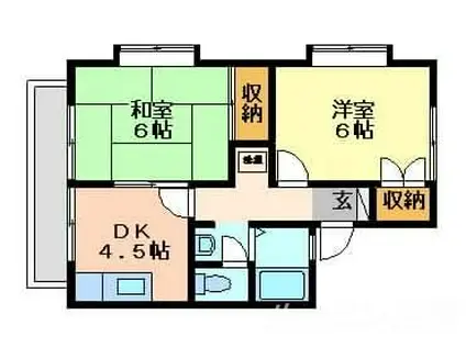 フェリスハイツ(2DK/2階)の間取り写真