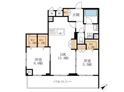 EDEL HEIM(2LDK/5階)の間取り写真