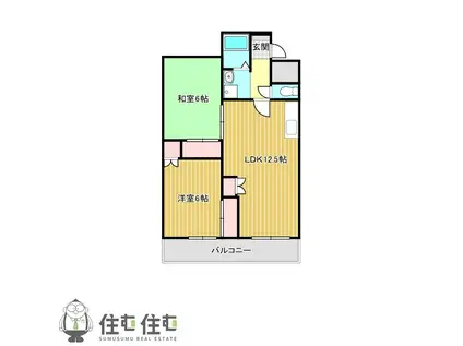 サンライズ美里(2LDK/1階)の間取り写真