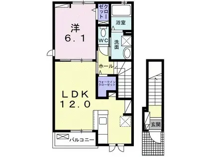 プレイン ハルカ(1LDK/2階)の間取り写真