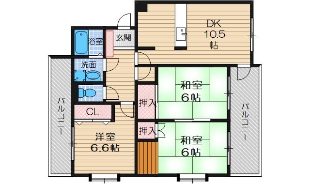 小林マンション(3LDK/1階)の間取り写真