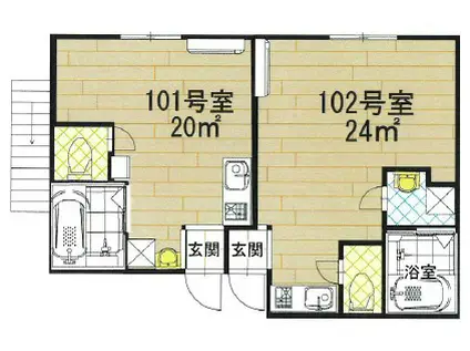 三幸荘(ワンルーム/2階)の間取り写真