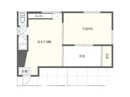 H2六甲(2DK/2階)の間取り写真