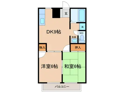 グランヒル上野山II(2DK/2階)の間取り写真