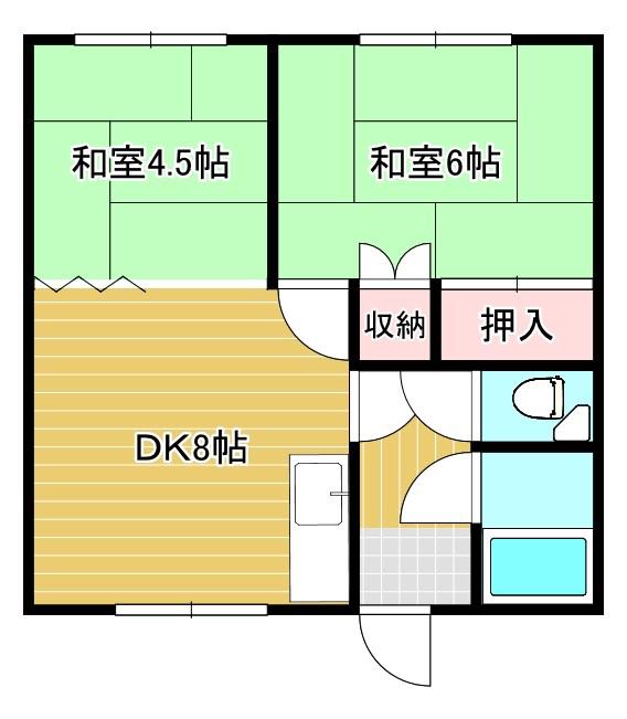 スカイコーポ(2DK/2階)の間取り写真