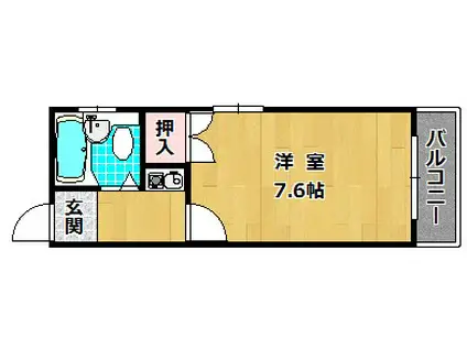 ルプレN2(1K/2階)の間取り写真