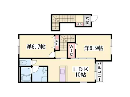 シルフィード三木(2LDK/2階)の間取り写真