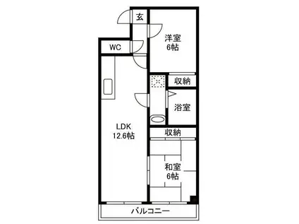 アルカディア鶴里(2LDK/1階)の間取り写真