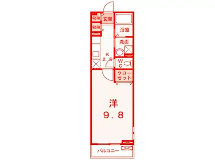 ペスカドール(1K/2階)の間取り写真