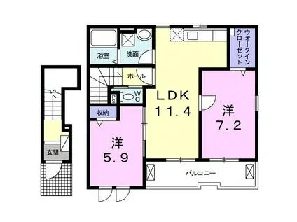 レリーナB(2LDK/2階)の間取り写真