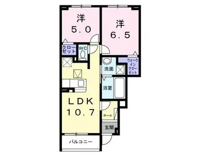 メゾン カルム(2LDK/1階)の間取り写真