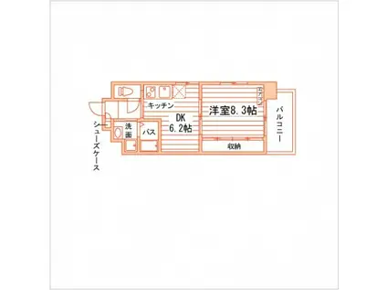 アトーレ野田(1DK/8階)の間取り写真
