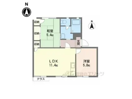 グリーンハイツ1号館(2LDK/1階)の間取り写真