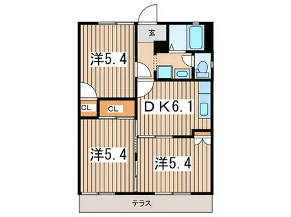 プリンス牡丹(3DK/1階)の間取り写真