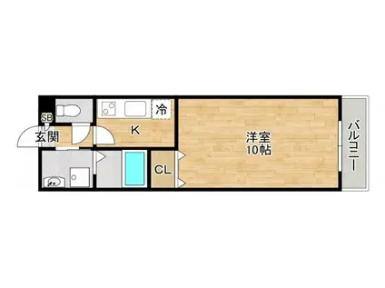 アンプルールクラージュコリーヌシャンII(1K/1階)の間取り写真