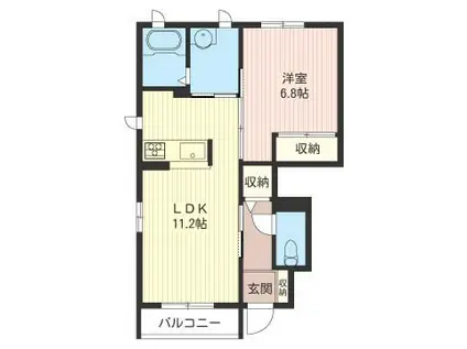 ソレイユマーメゾン(1K/1階)の間取り写真