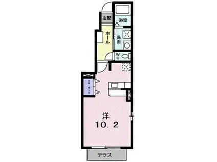 レ・フレール B(1K/1階)の間取り写真