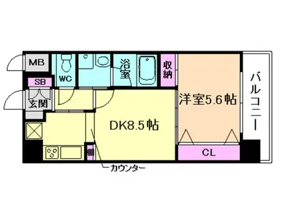 LA GRACE福島(1DK/9階)の間取り写真