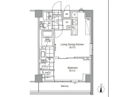 ザ・パークハビオ高円寺(1LDK/3階)の間取り写真