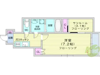 LA VIE BELLI(1SK/1階)の間取り写真