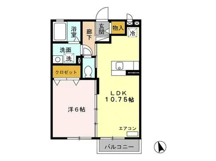 S・Gハイム(1LDK/2階)の間取り写真