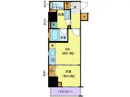 クレイシア秋葉原ラグゼスウィート(1DK/5階)の間取り写真