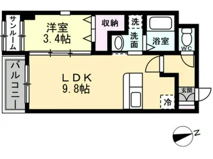 カナルパークコートIV(1LDK/1階)の間取り写真
