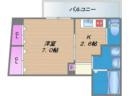 クィーンライフ玉津(1K/3階)の間取り写真