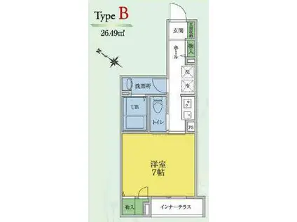 ルミエール(1K/1階)の間取り写真