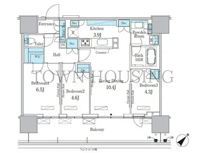 HARUMI FLAG PORT VILLAGE B棟(3LDK/16階)の間取り写真