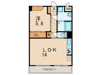 HEALCOTE苦楽園(1LDK/2階)の間取り写真