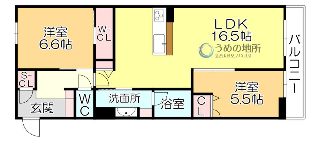 シャーメゾンレジデンス夜明(2LDK/3階)の間取り写真