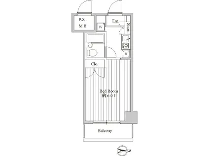 スペーシア池上(1K/2階)の間取り写真