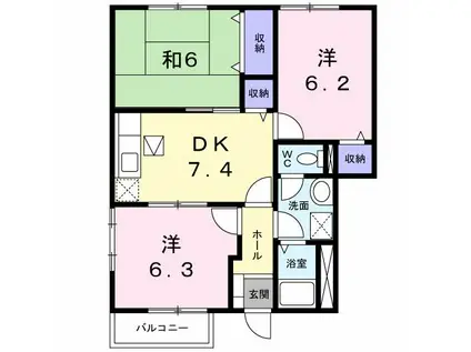 コモドカーサ(3DK/1階)の間取り写真