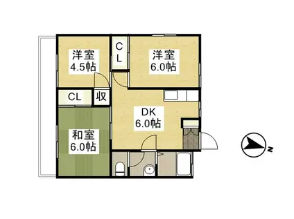コーポ田上(3DK/2階)の間取り写真