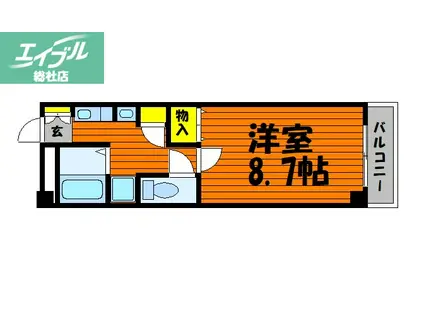 ハピネス(1K/3階)の間取り写真