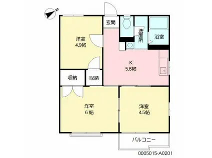 高田杜ハイツA棟(3K/2階)の間取り写真