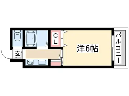 ギャレ豊津(1K/1階)の間取り写真