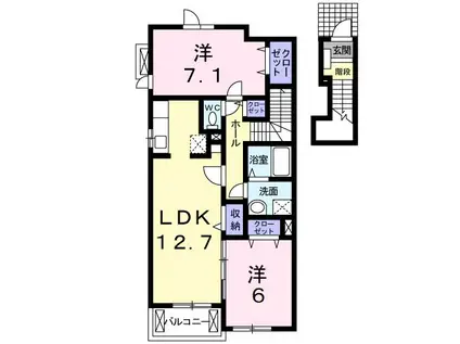 ベルプロムナード(2LDK/2階)の間取り写真