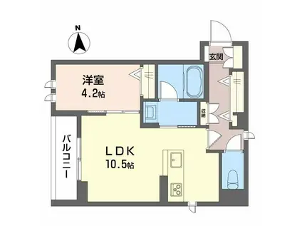 エルドール鉄砲町東(1LDK/2階)の間取り写真