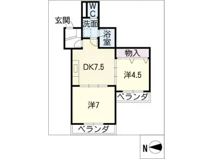 マンション ビクトリー(2DK/2階)の間取り写真