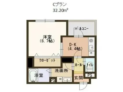 CASA大濠西(1DK/5階)の間取り写真